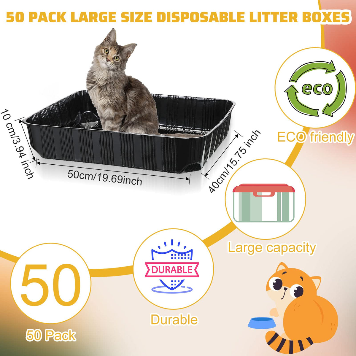 50 Pack Disposable Cat Litter Box X774650