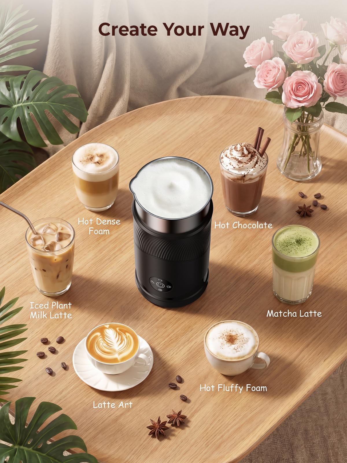 350ml Electric Milk Frother 4-in-1 Hot & Cold D589