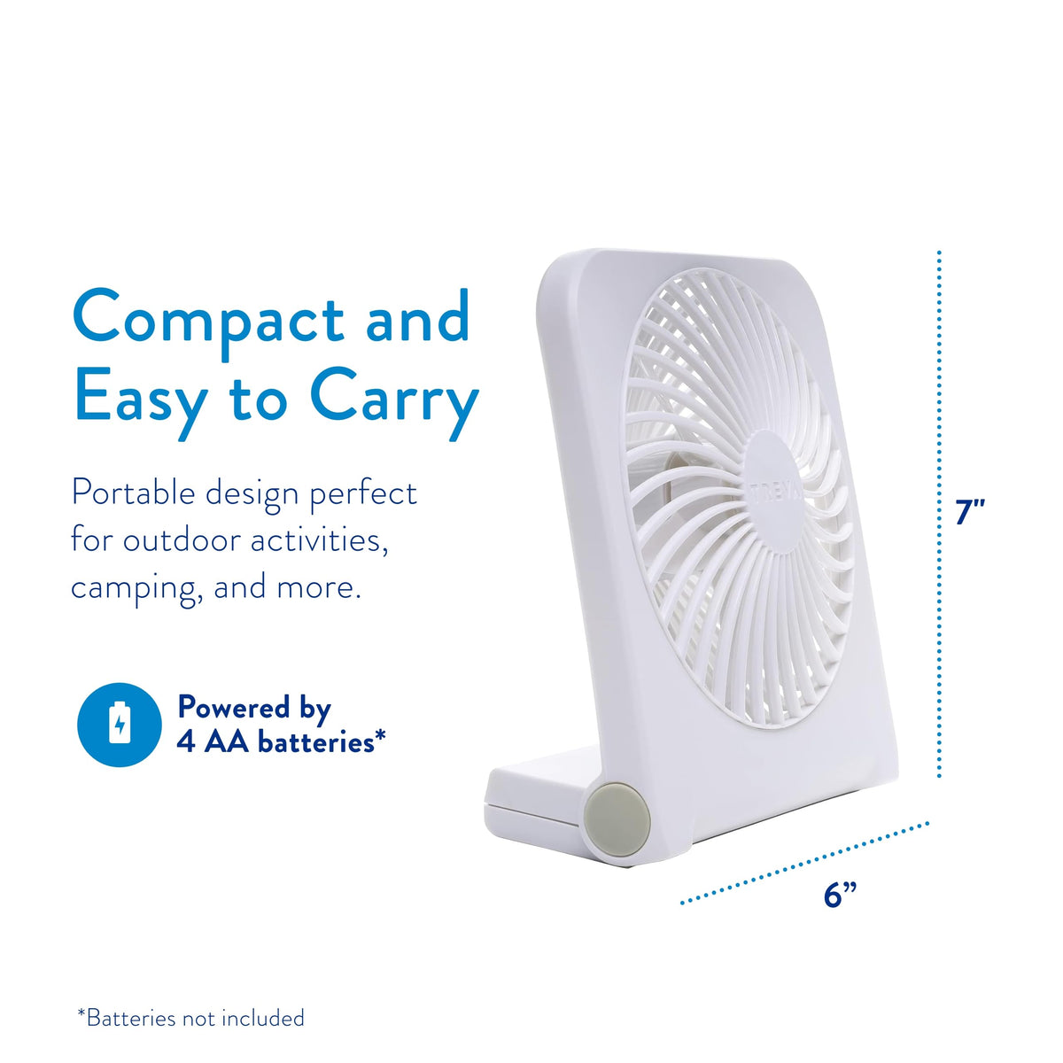 5 in USB Battery Powered Desk Fan Adjustable Tilt 2-Speed White J8730