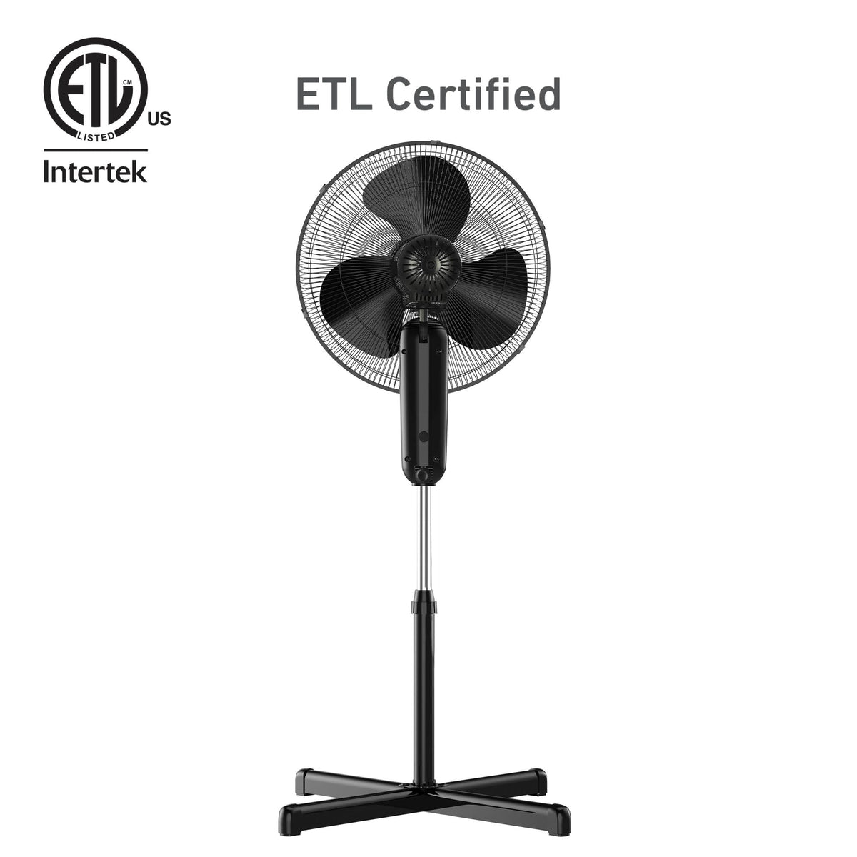 16" Digital Stand Fan, 80° Oscillation, 3 Speeds, Remote Control, Black V129773