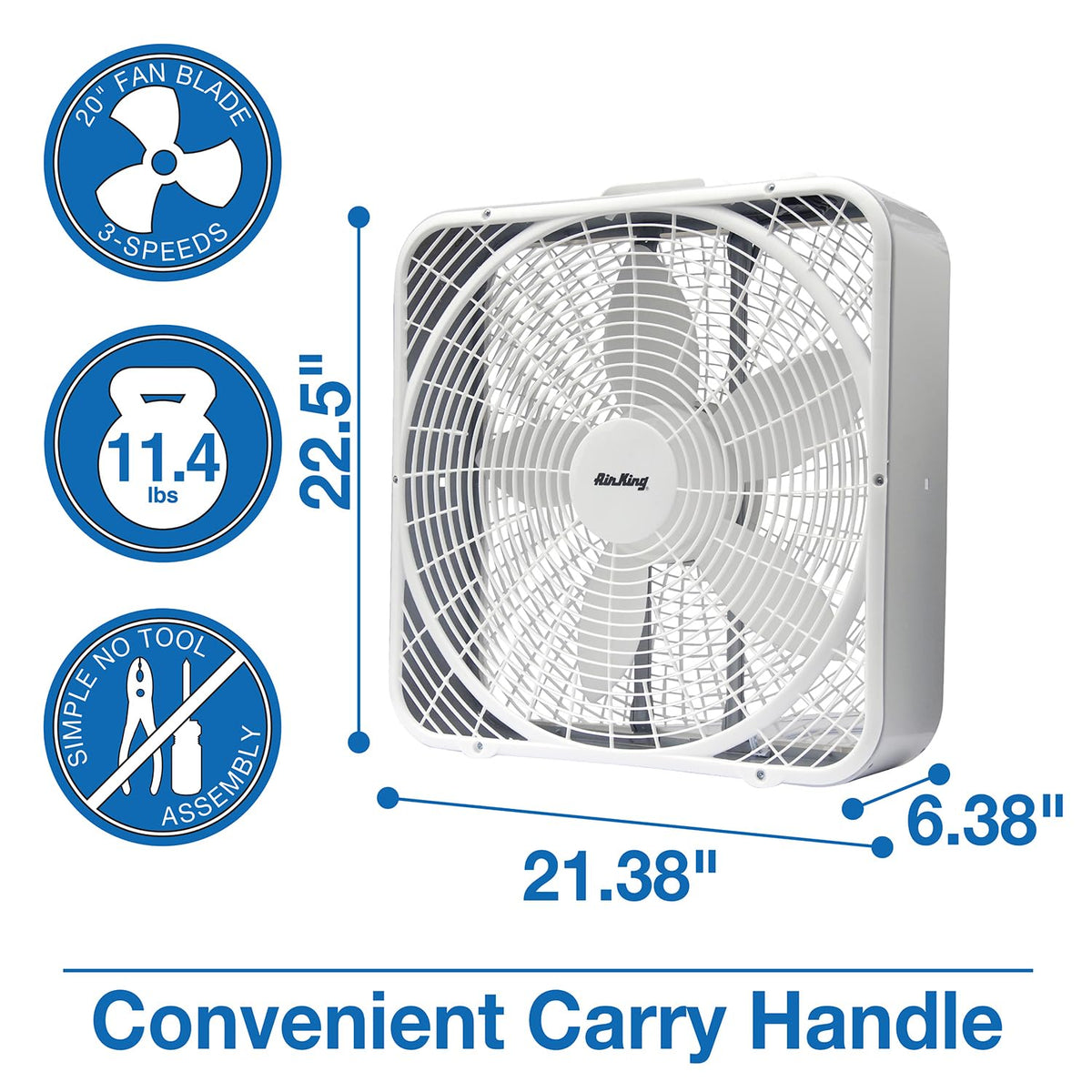 20-Inch 3-Speed Box Fan, White X683