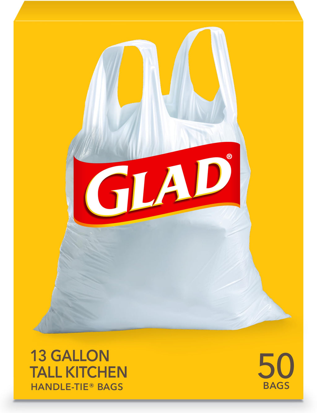 Tall Kitchen Trash Bags 13 Gallon Unscented Handle-Tie 50 Count V632949