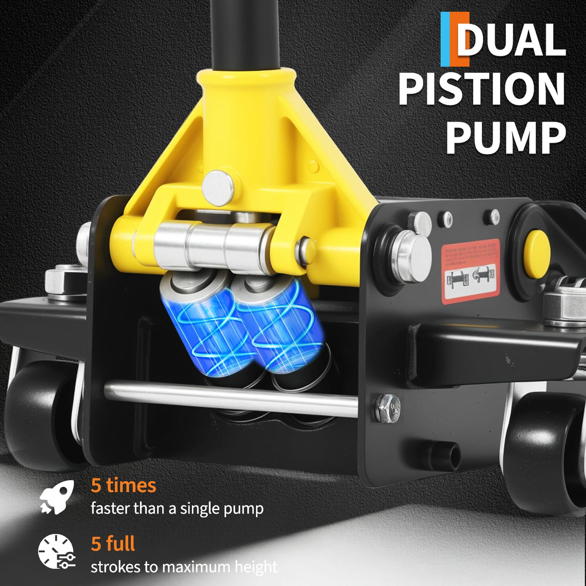 3 Ton Low Profile Hydraulic Floor Jack with Dual Piston Quick Lift Pump Steel Yellow O417