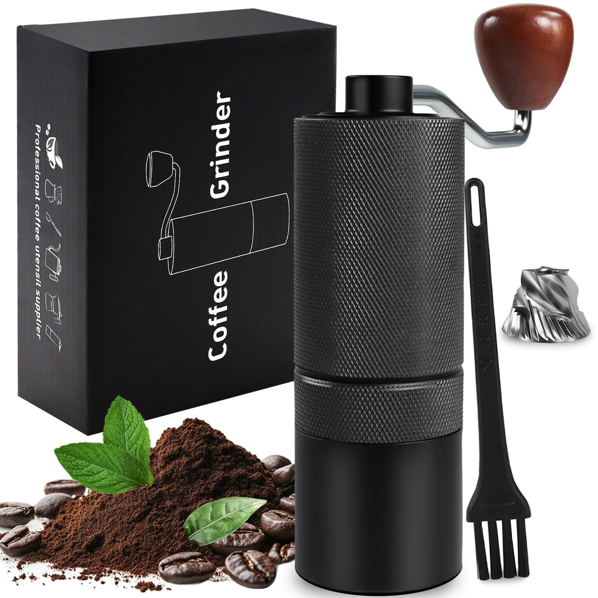 Manual Coffee Grinder Detachable Stainless Steel Conical Burr Black H8936