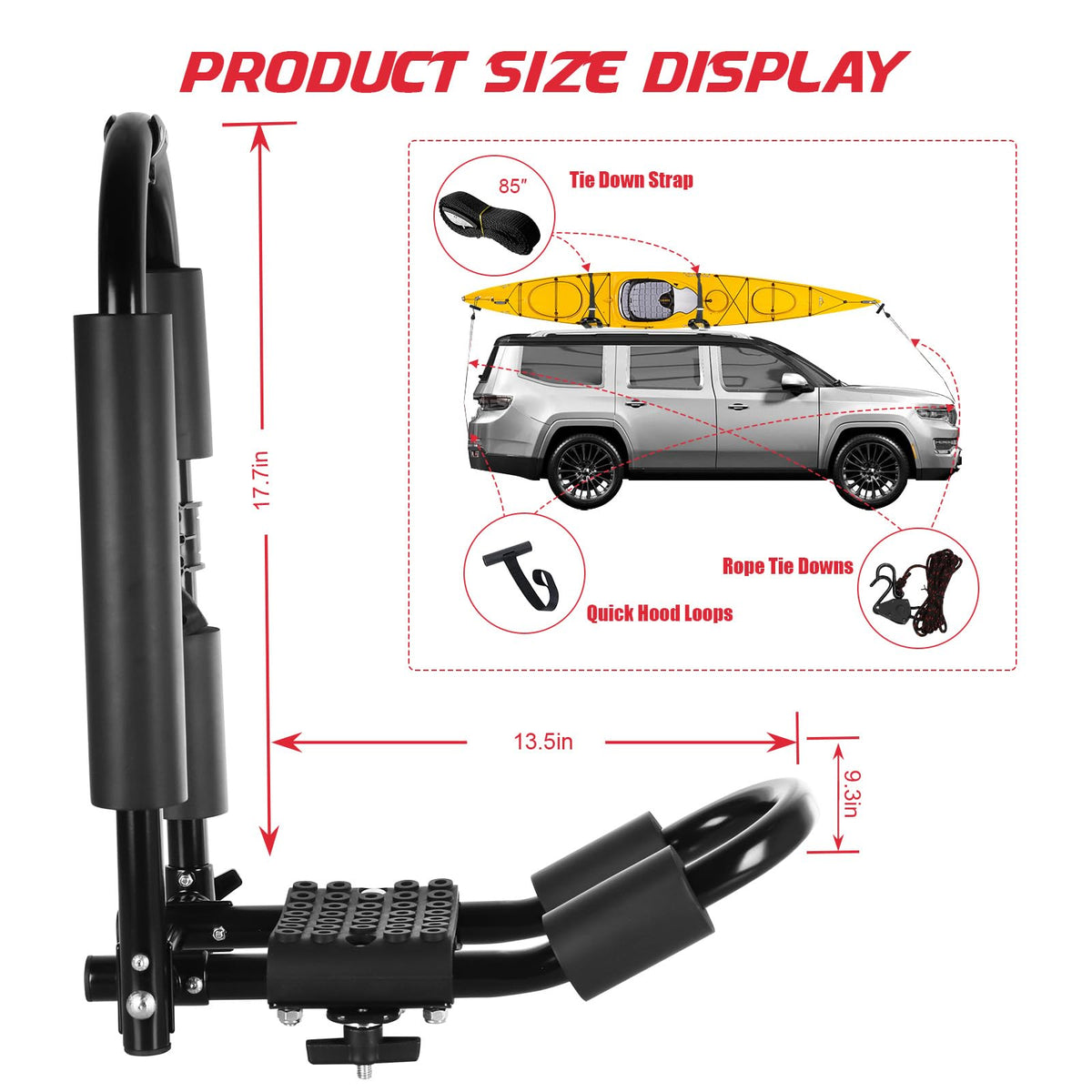 2 Pair Folding Adjustable Kayak Roof Rack Y52306