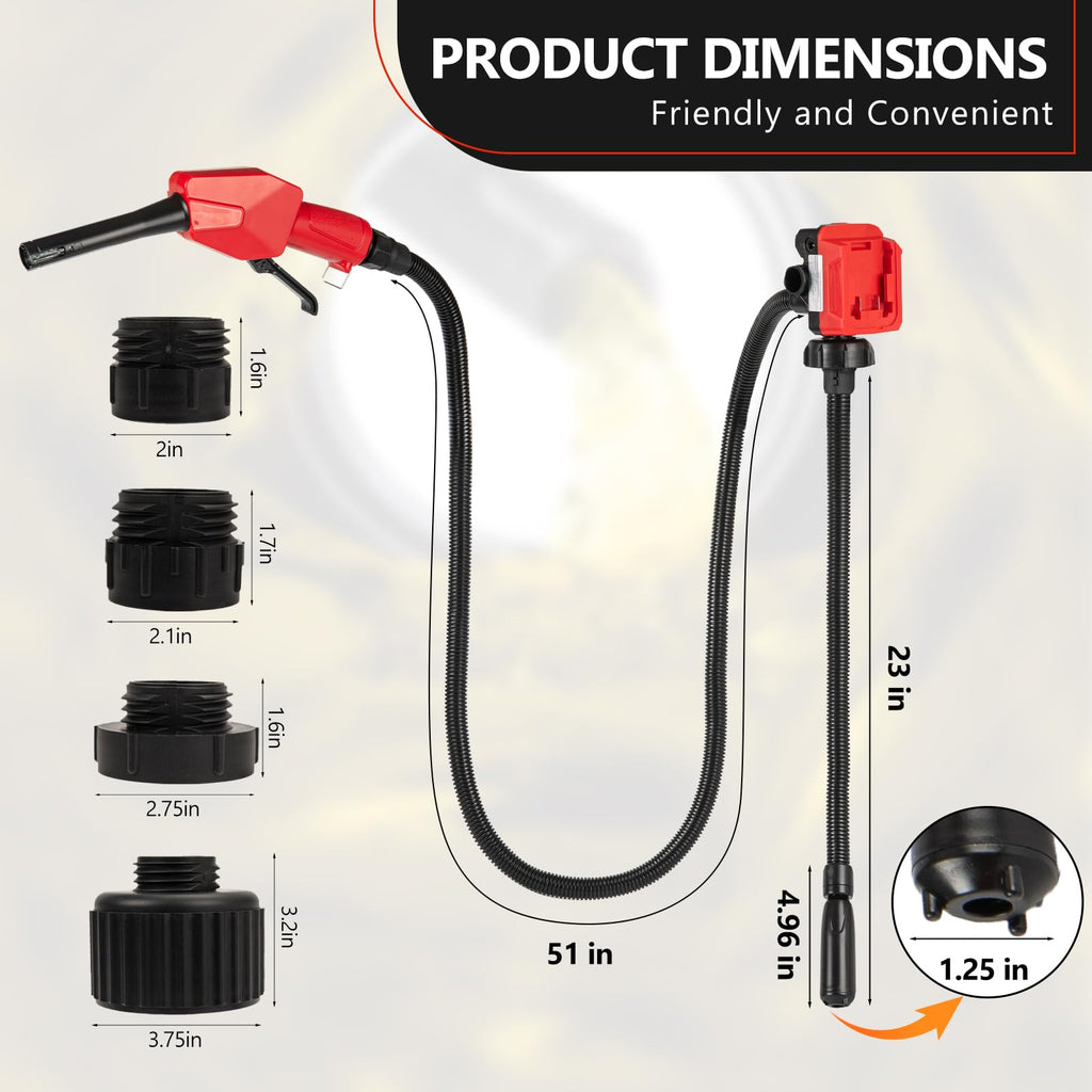 Cordless Gas Pump with Auto-Stop & Hand Nozzle, 51" Hose S376