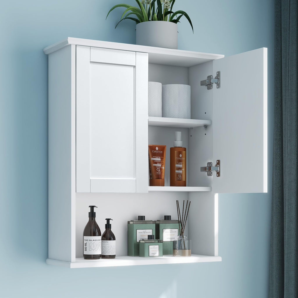 White Wall Mount Bathroom Cabinet with Adjustable Shelves Q3463