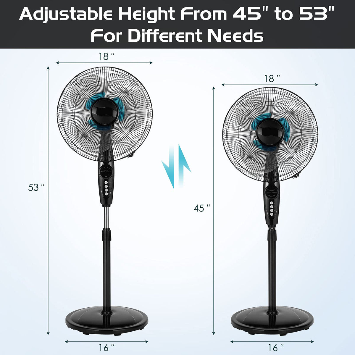 18 Inches Oscillating Pedestal Fan with Remote Control L7036
