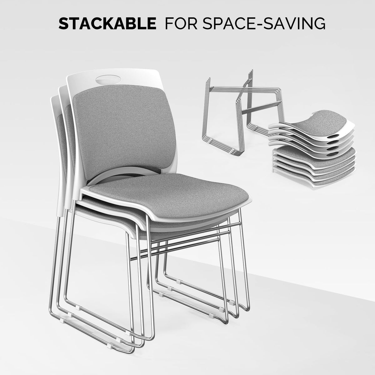 Grey Plastic Mesh Padded Stackable Chairs Set of 8 K985795