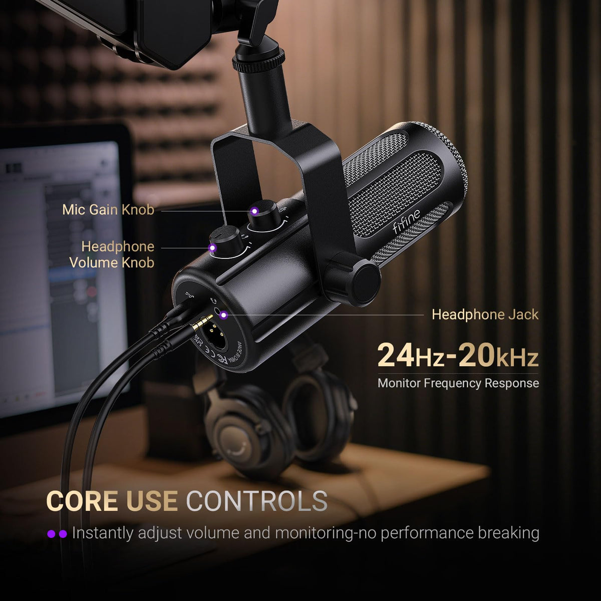 Dynamic Microphone with Boom Arm Kit, XLR/USB Podcast Mic and Stand Bundle with Mute Button Q30277