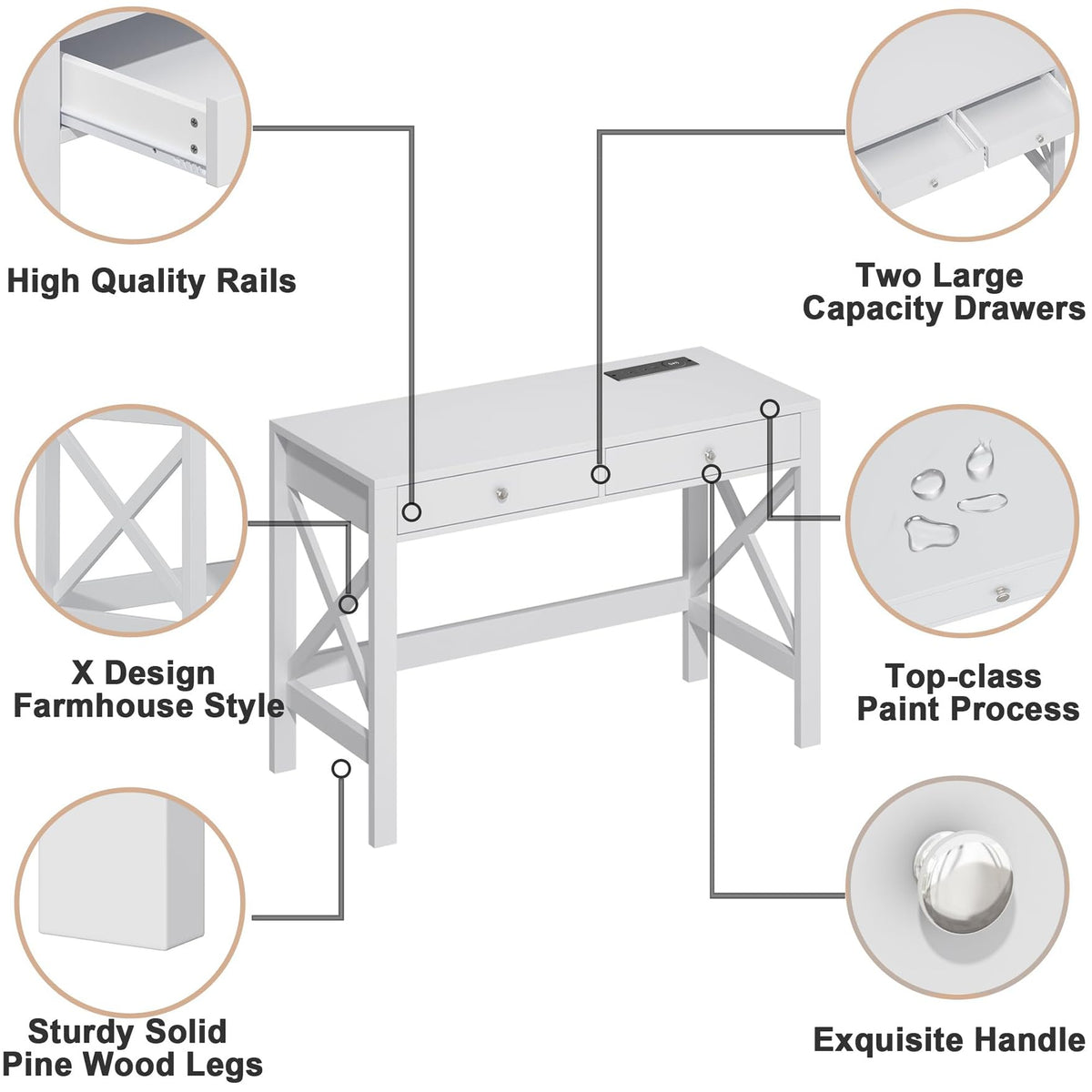 39.4 Inches Computer Desk with 2 Drawers L877