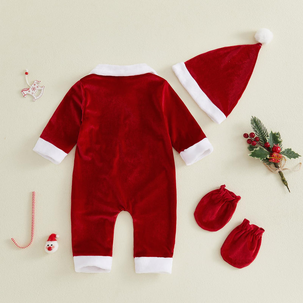 Velvet Zipper Romper Jumpsuit Hat U4835