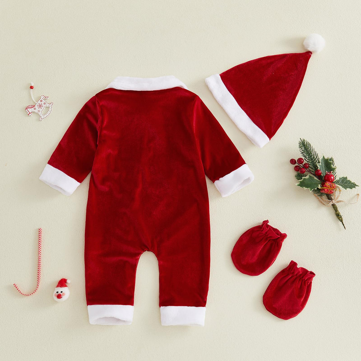 Velvet Zipper Romper Jumpsuit Hat U4835
