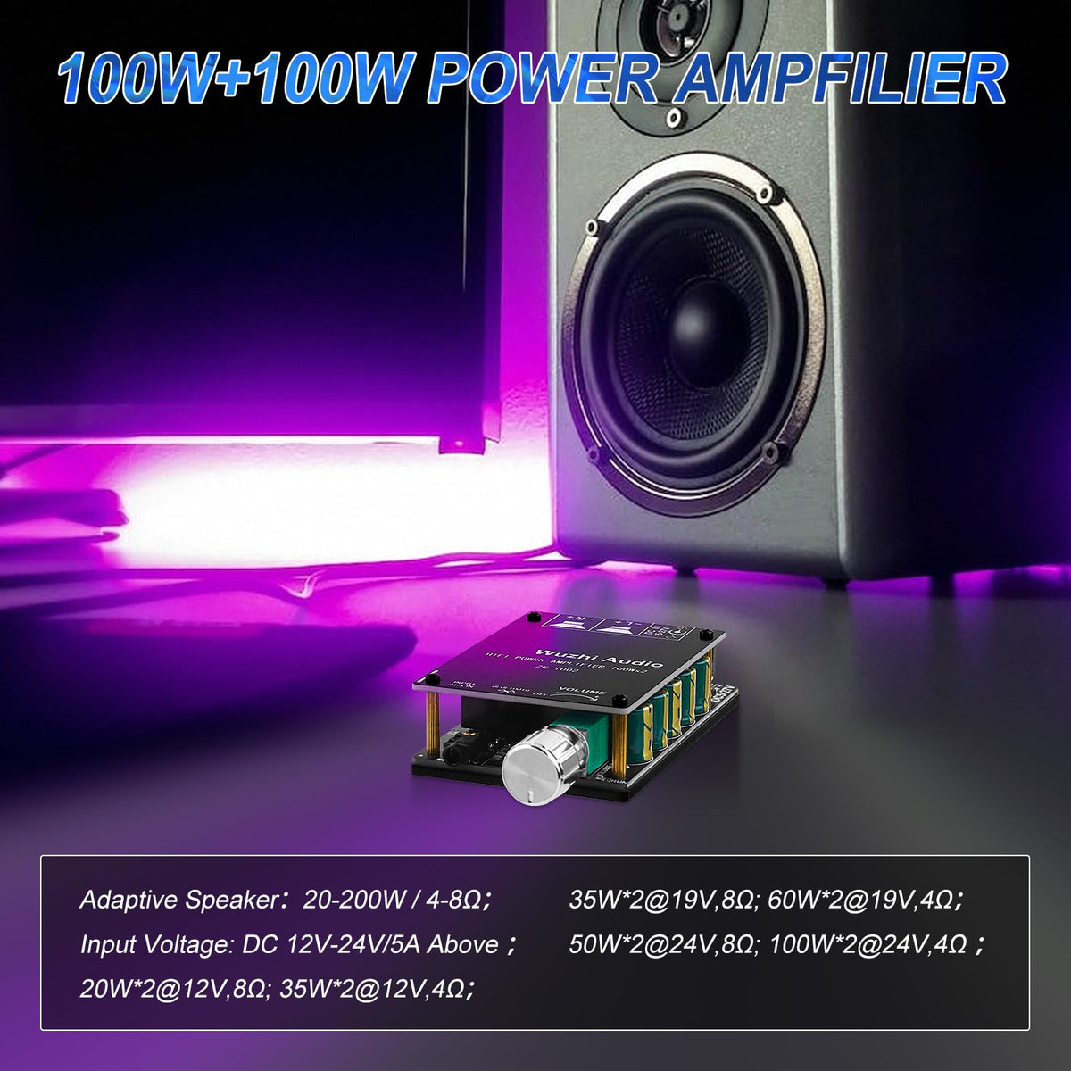 Bluetooth 5.0 Audio Amplifier Board 100W x 2 2.0 Channel Mini Amp H94056