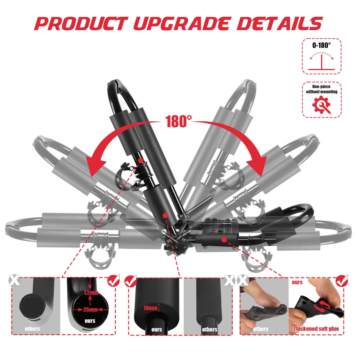 2 Pair Folding Adjustable Kayak Roof Rack Y52306