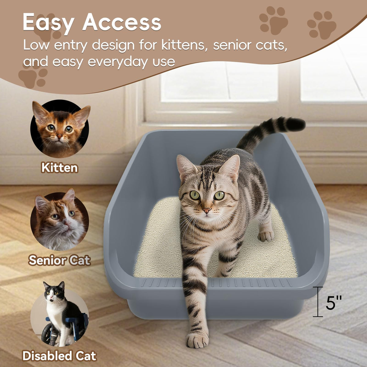 Large High Sided Plastic Cat Litter Box G16473