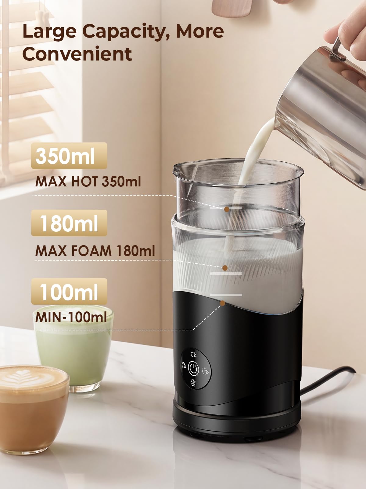 350ml Electric Milk Frother 4-in-1 Hot & Cold D589