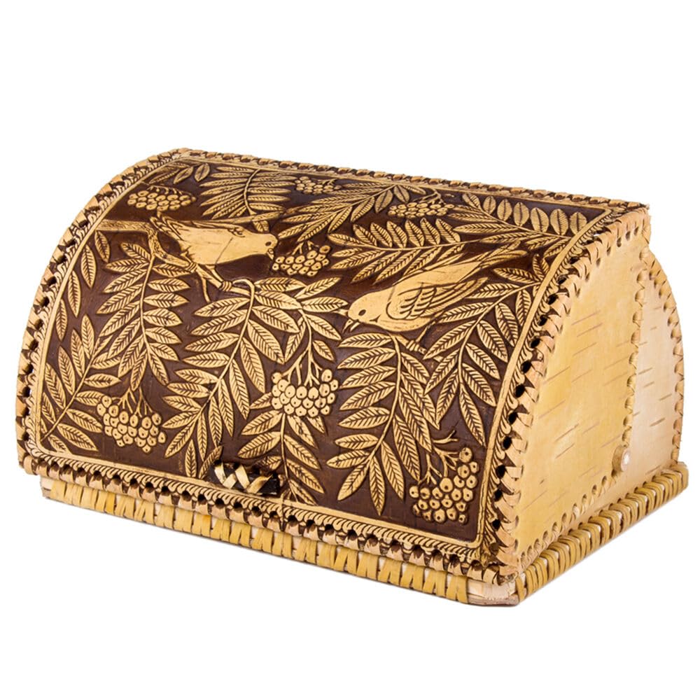 Birds Pattern Birch Bark Bread Box N722845