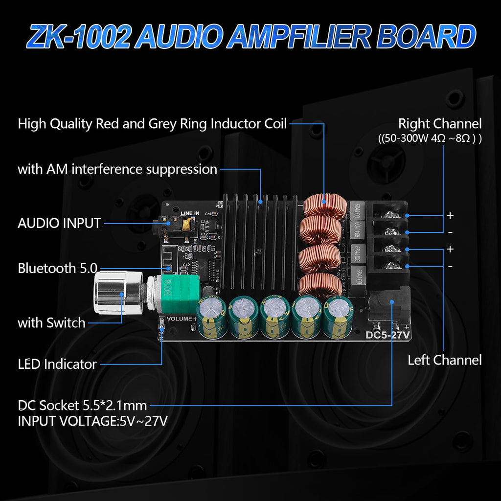 Bluetooth 5.0 Audio Amplifier Board 100W x 2 2.0 Channel Mini Amp H94056