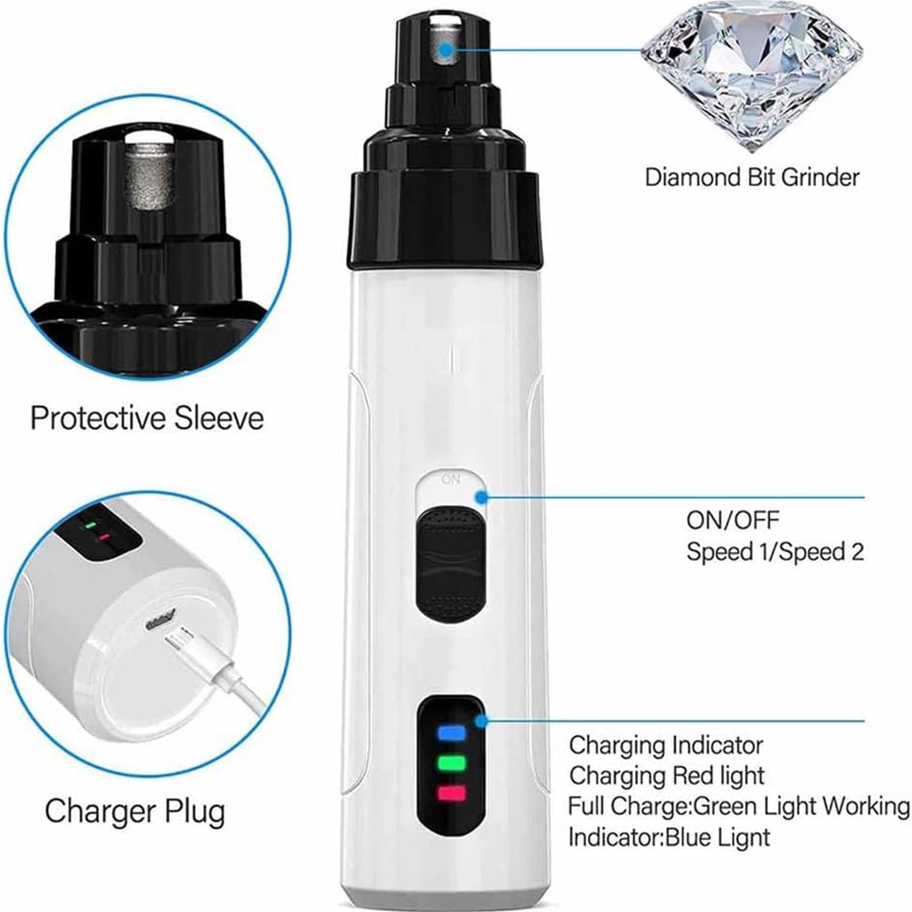 Rechargeable Quiet Low Vibration Electric Dog Nail Grinder & Trimmer with LED Light L378