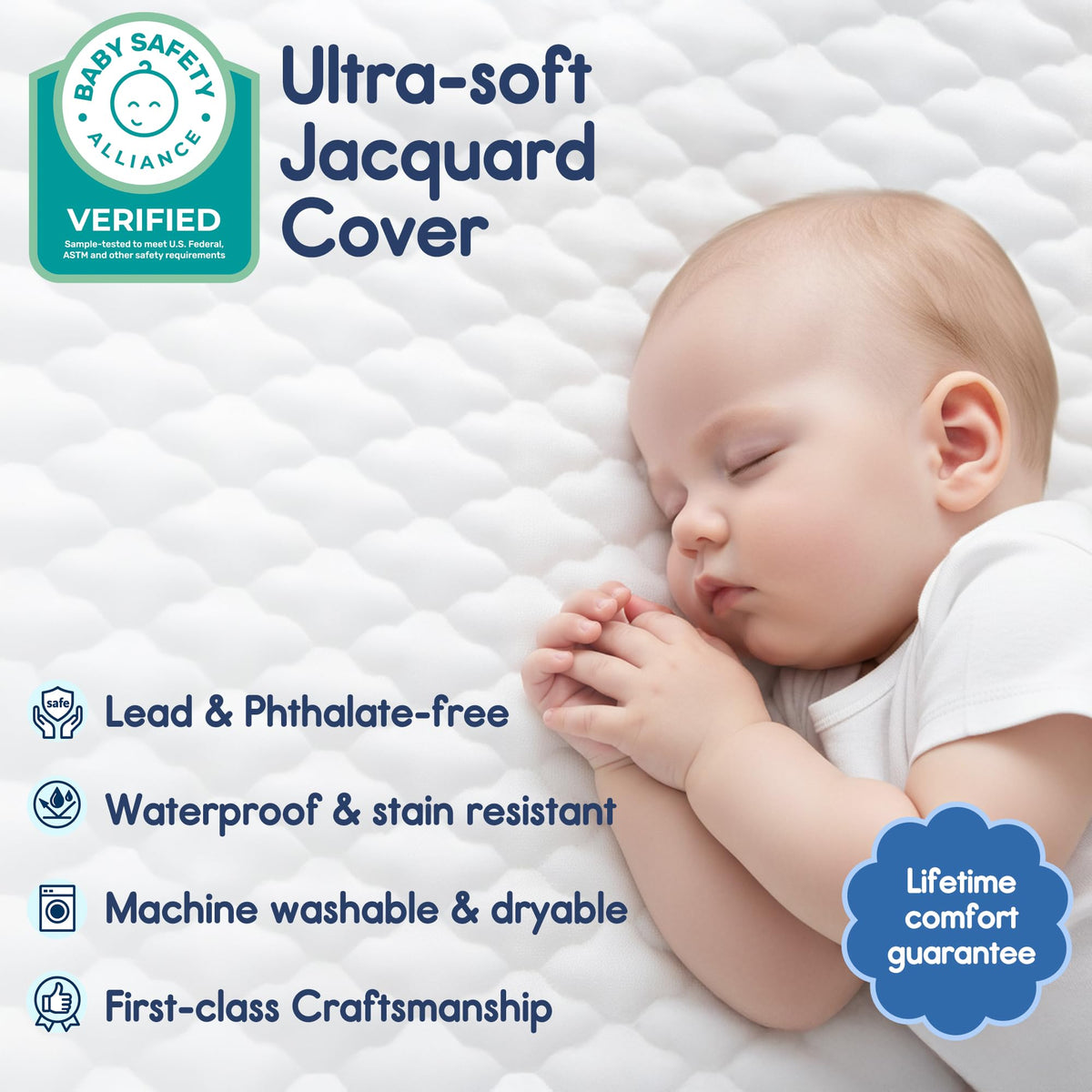 Waterproof Pack and Play Mattress 38"x26" White O5982