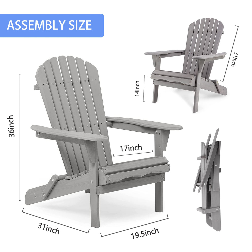 Wood Folding Adirondack Chair Set of 2 Solid Cedar R91136