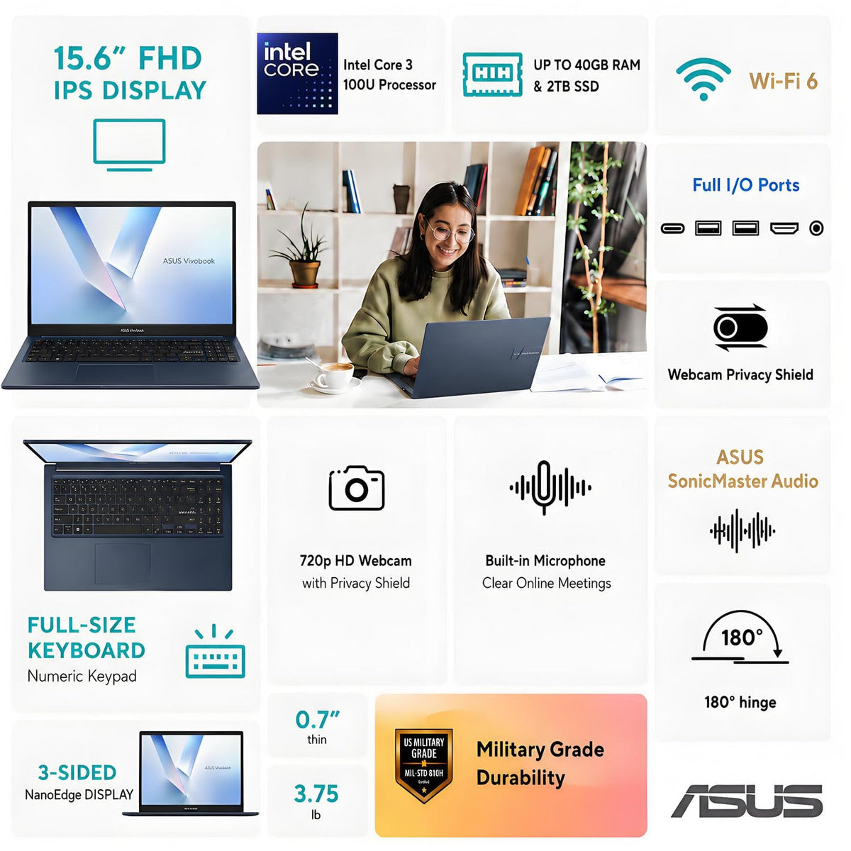 15.6" FHD IPS Laptop, 16GB DDR5 RAM, 256GB SSD, Windows 11 Home G253723