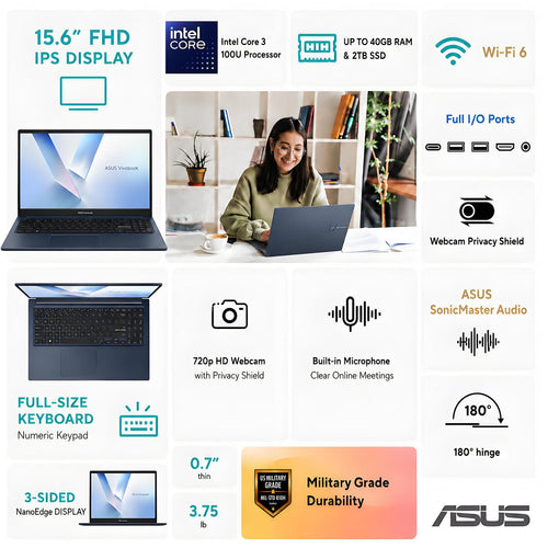 15.6" FHD IPS Laptop, 16GB DDR5 RAM, 256GB SSD, Windows 11 Home G253723