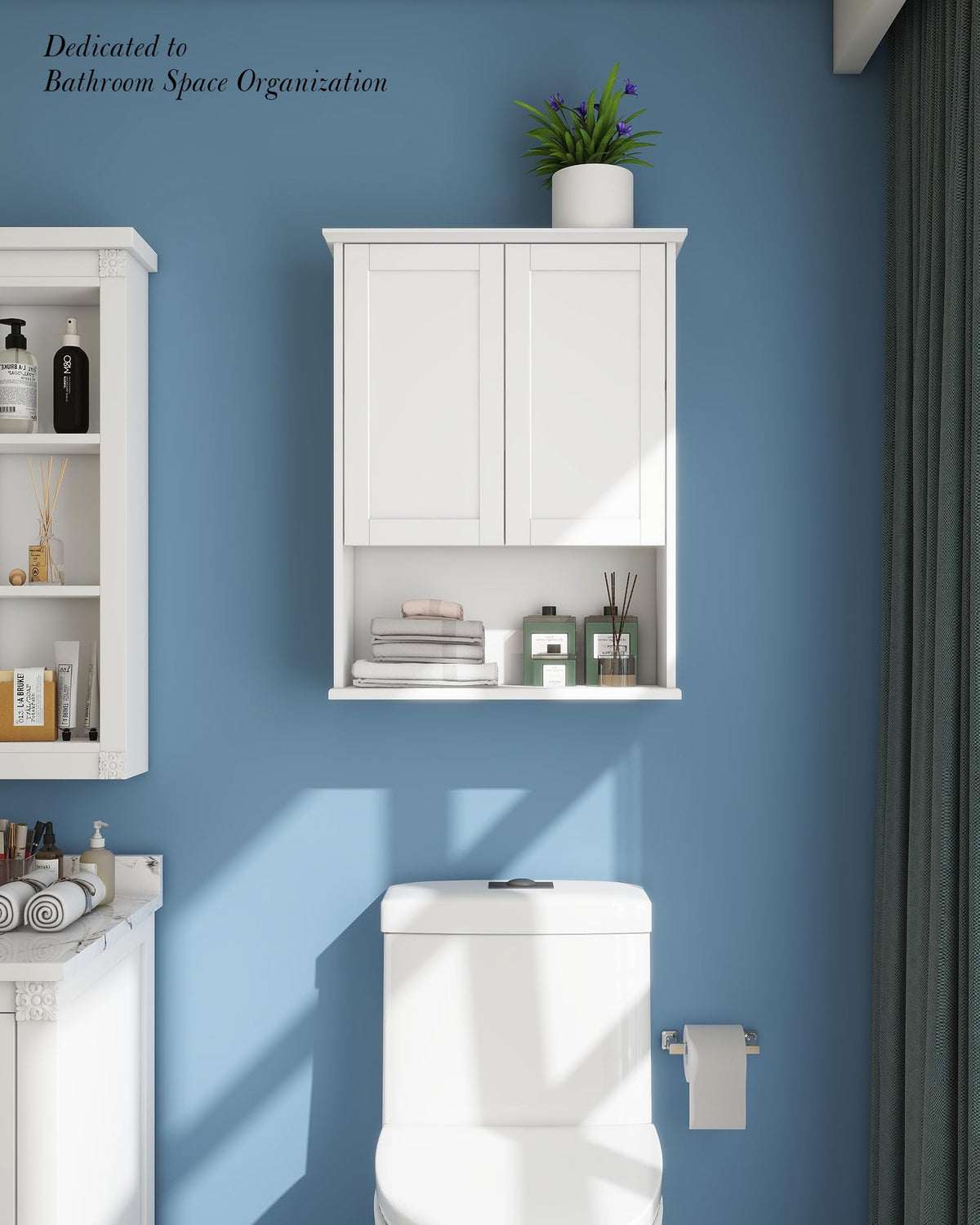 White Wall Mount Bathroom Cabinet with Adjustable Shelves Q3463