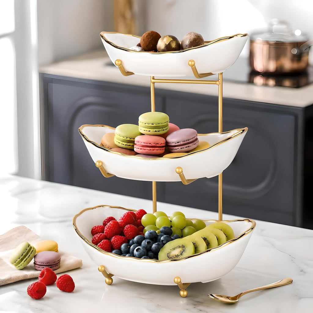 3 Tier White Ceramic Fruit Bowl B222621