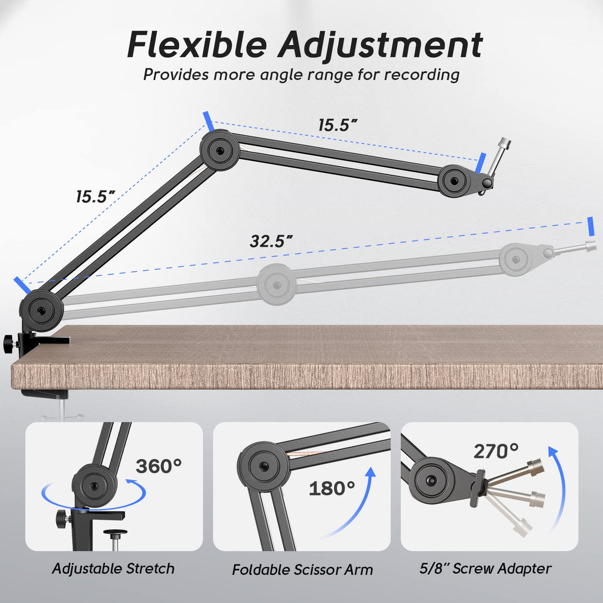 Dynamic Microphone with Boom Arm Kit, XLR/USB Podcast Mic and Stand Bundle with Mute Button Q30277