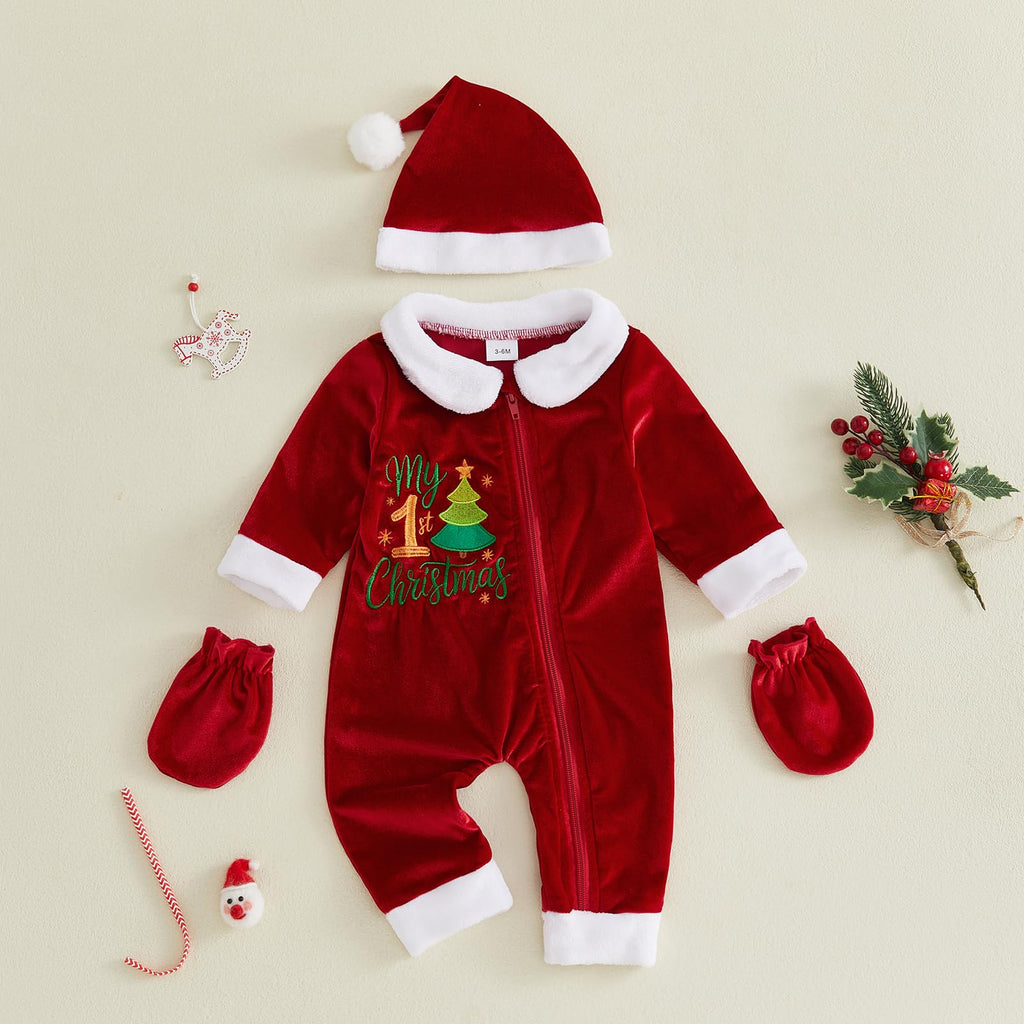Velvet Zipper Romper Jumpsuit Hat U4835