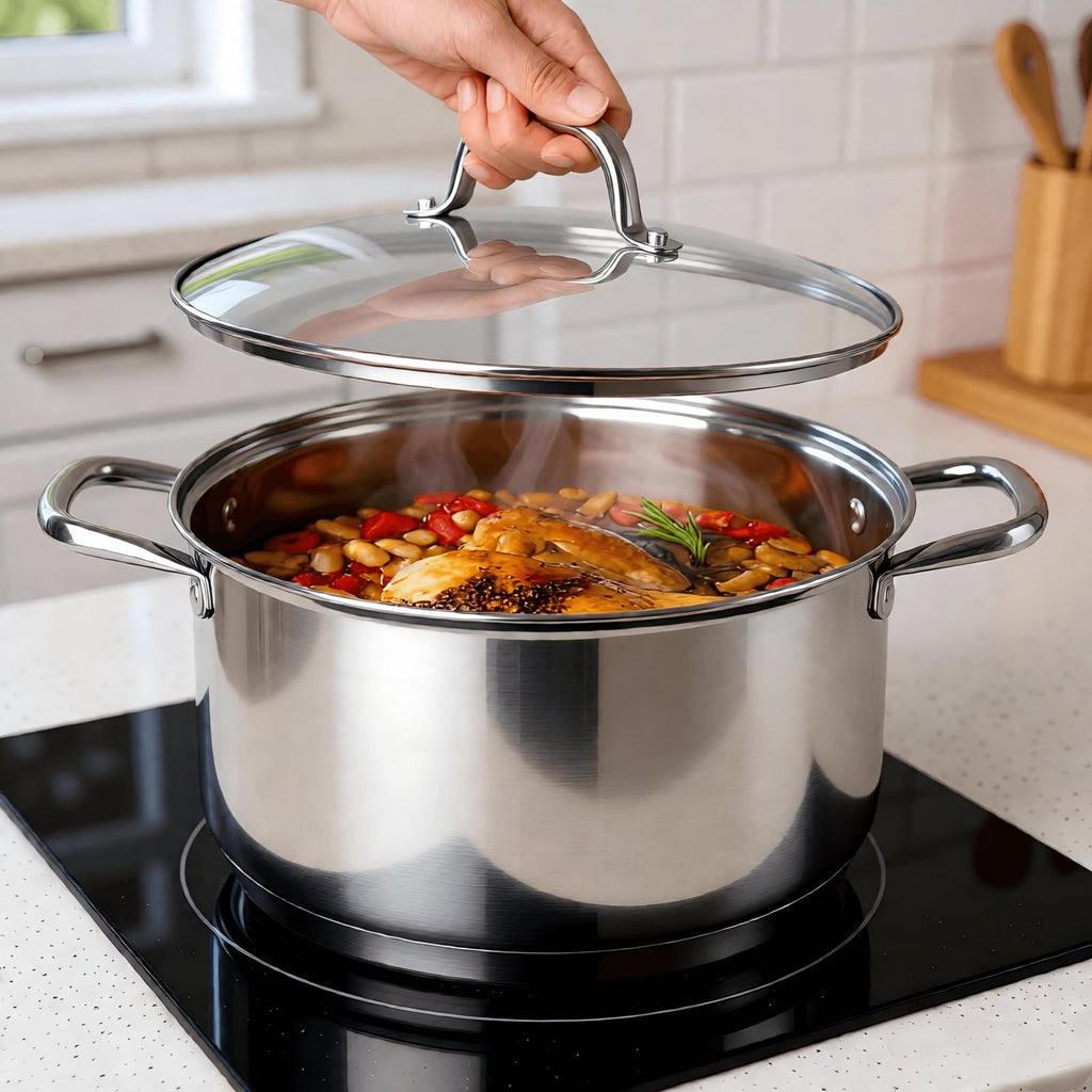 10 Quart Stainless Steel Stock Pot with Lid H240