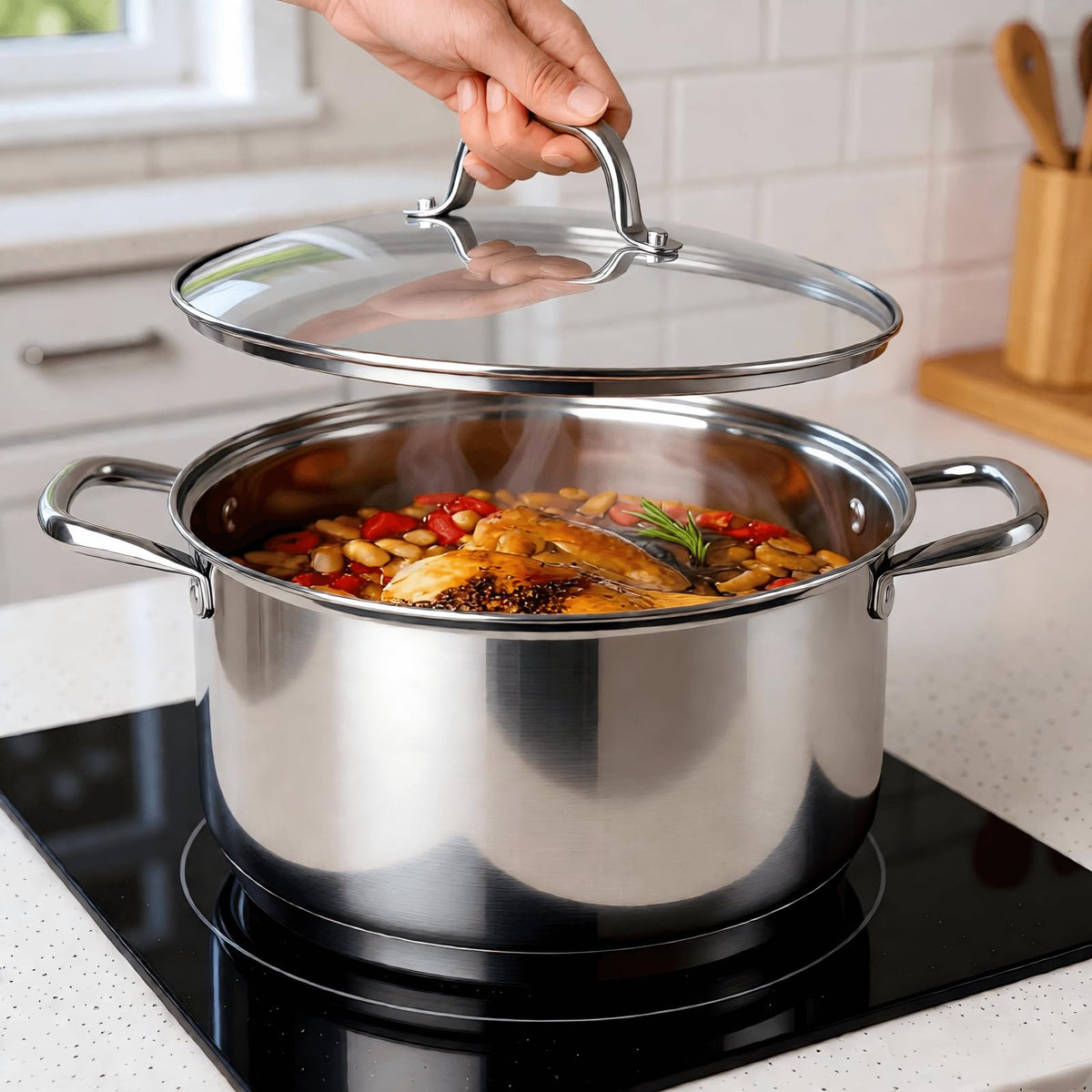 10 Quart Stainless Steel Stock Pot with Lid H240