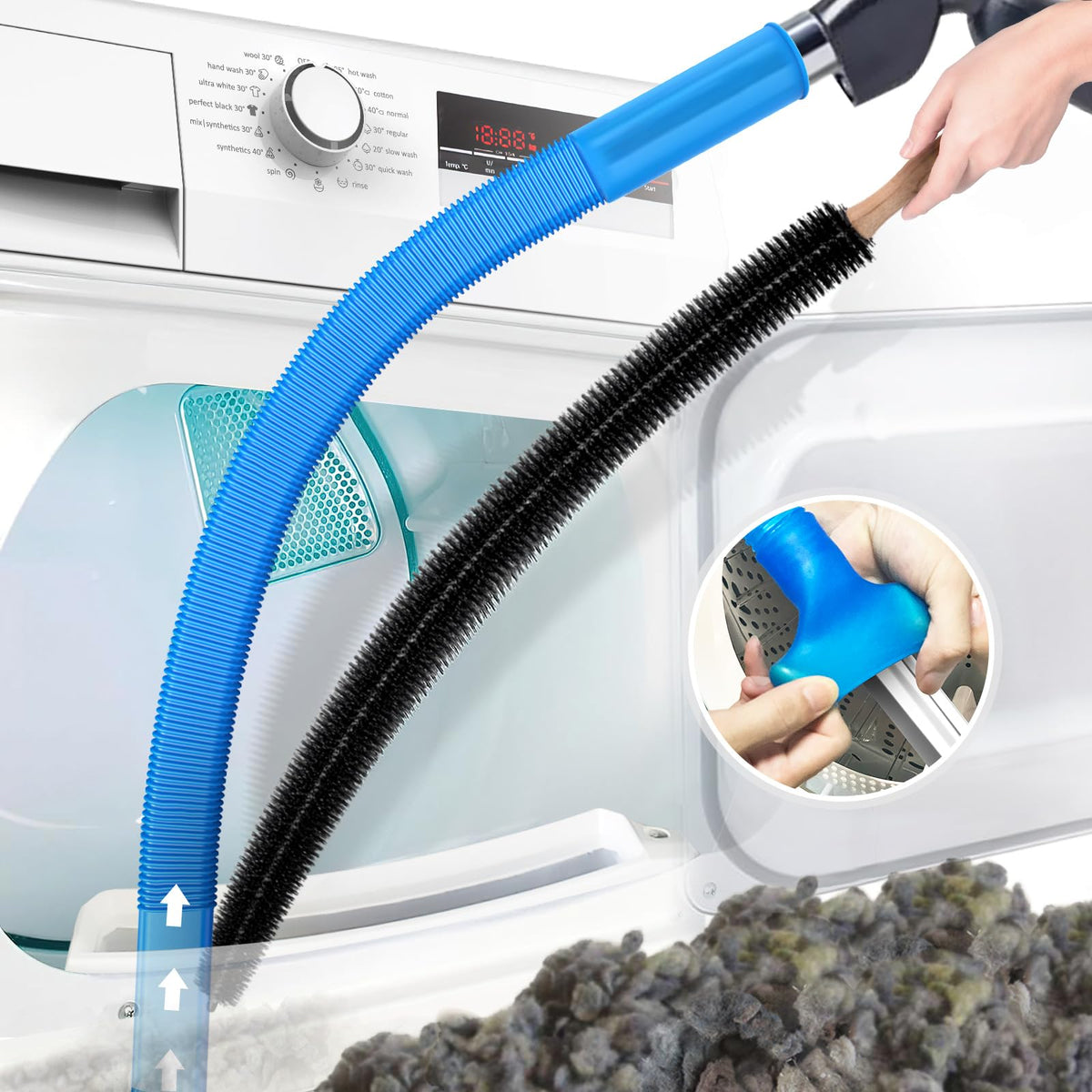 2Pcs Dryer Vent Cleaner Kit Vacuum Hose Attachment & Brush O138217