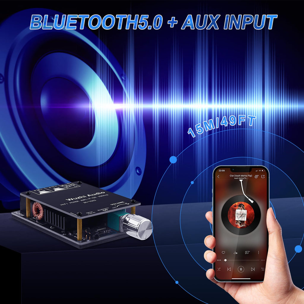 Bluetooth 5.0 Audio Amplifier Board 100W x 2 2.0 Channel Mini Amp H94056