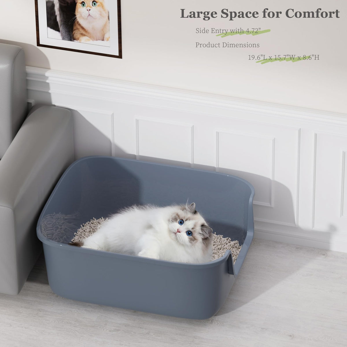 Large High Sided Anti-Splashing Cat Litter Box L53239