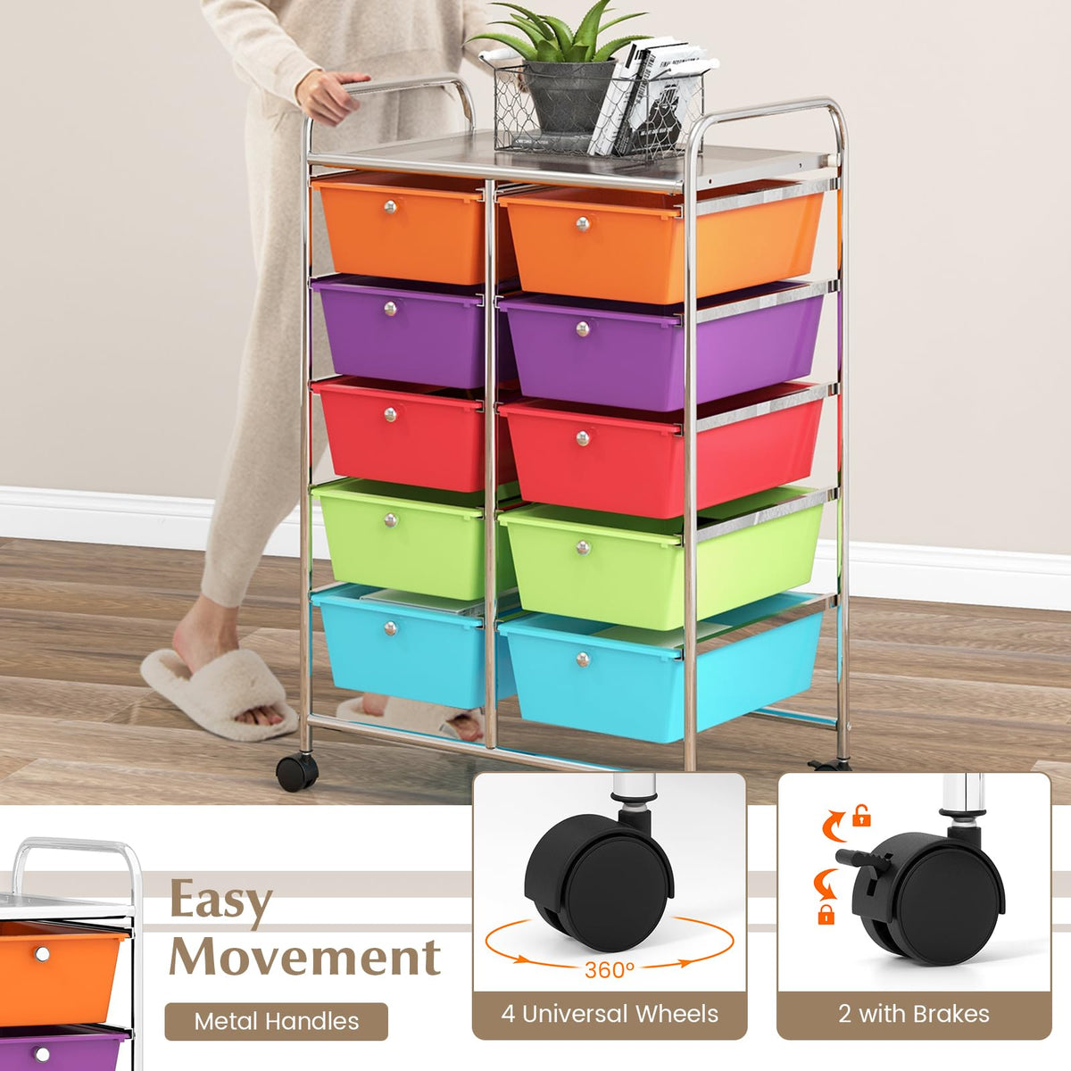 10 Drawer Rolling Storage Cart V499354