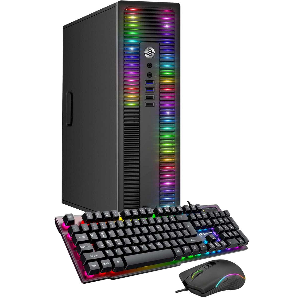 Custom Built RGB Lights PC with 24 Inch Monitor Intel Core i5 16GB RAM 512GB SSD H445916