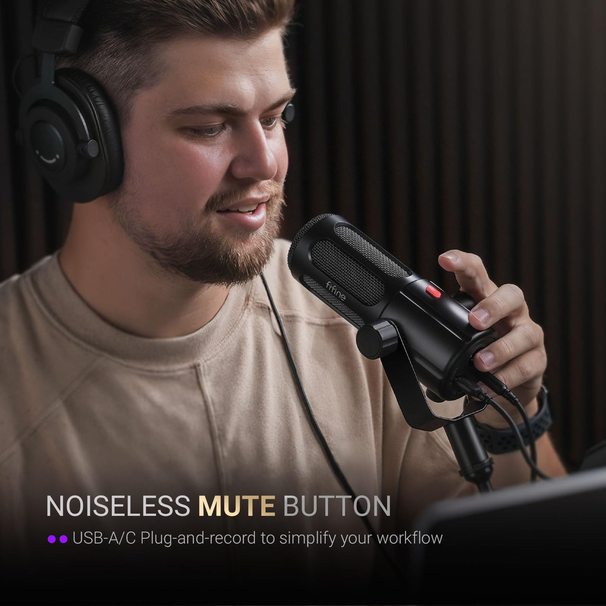 Dynamic Microphone with Boom Arm Kit, XLR/USB Podcast Mic and Stand Bundle with Mute Button Q30277