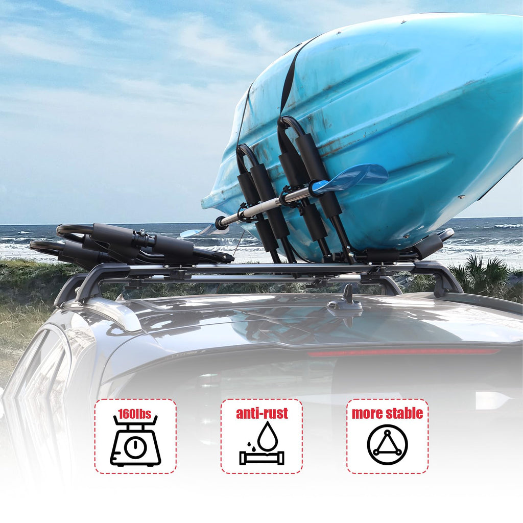 2 Pair Folding Adjustable Kayak Roof Rack Y52306