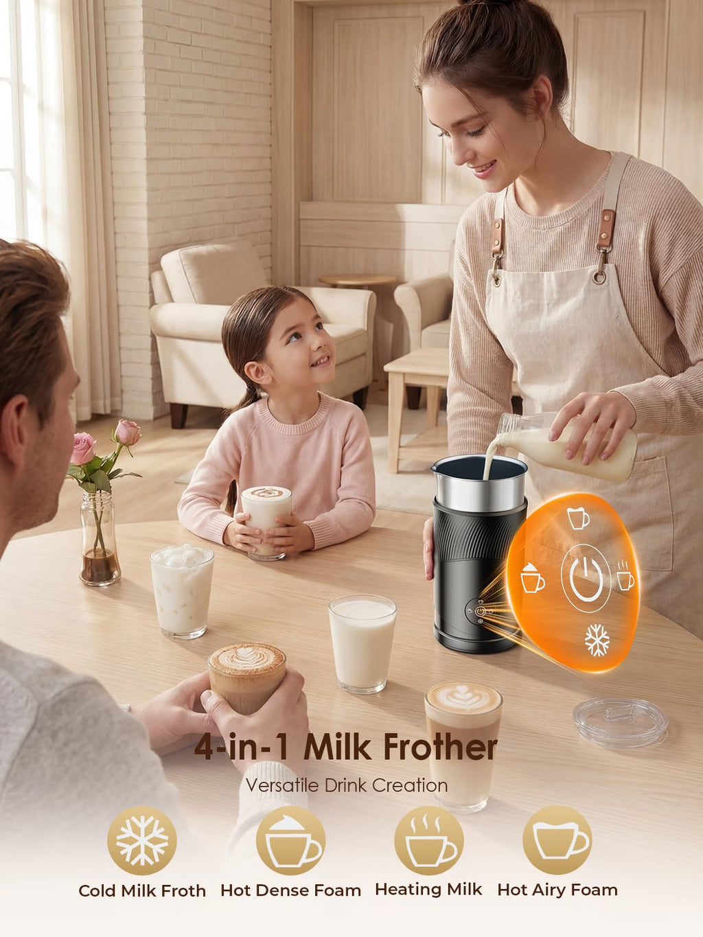 350ml Electric Milk Frother 4-in-1 Hot & Cold D589