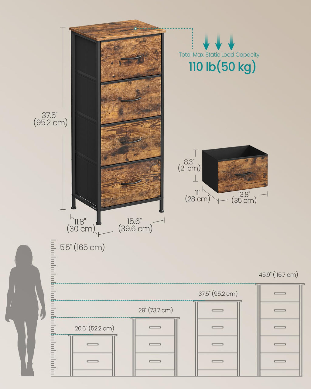 Dresser with 4 Fabric Drawers Z5786