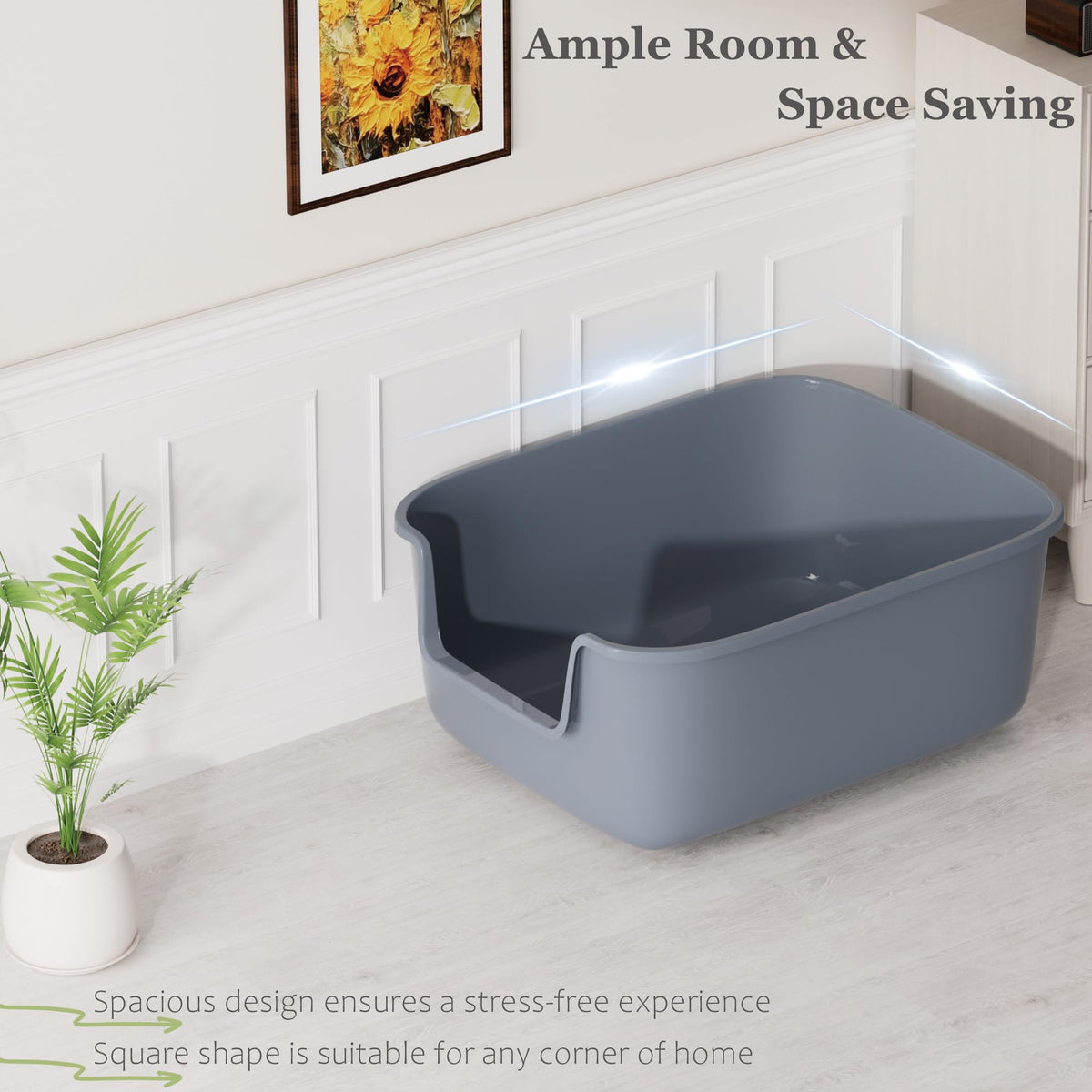 Large High Sided Anti-Splashing Cat Litter Box L53239