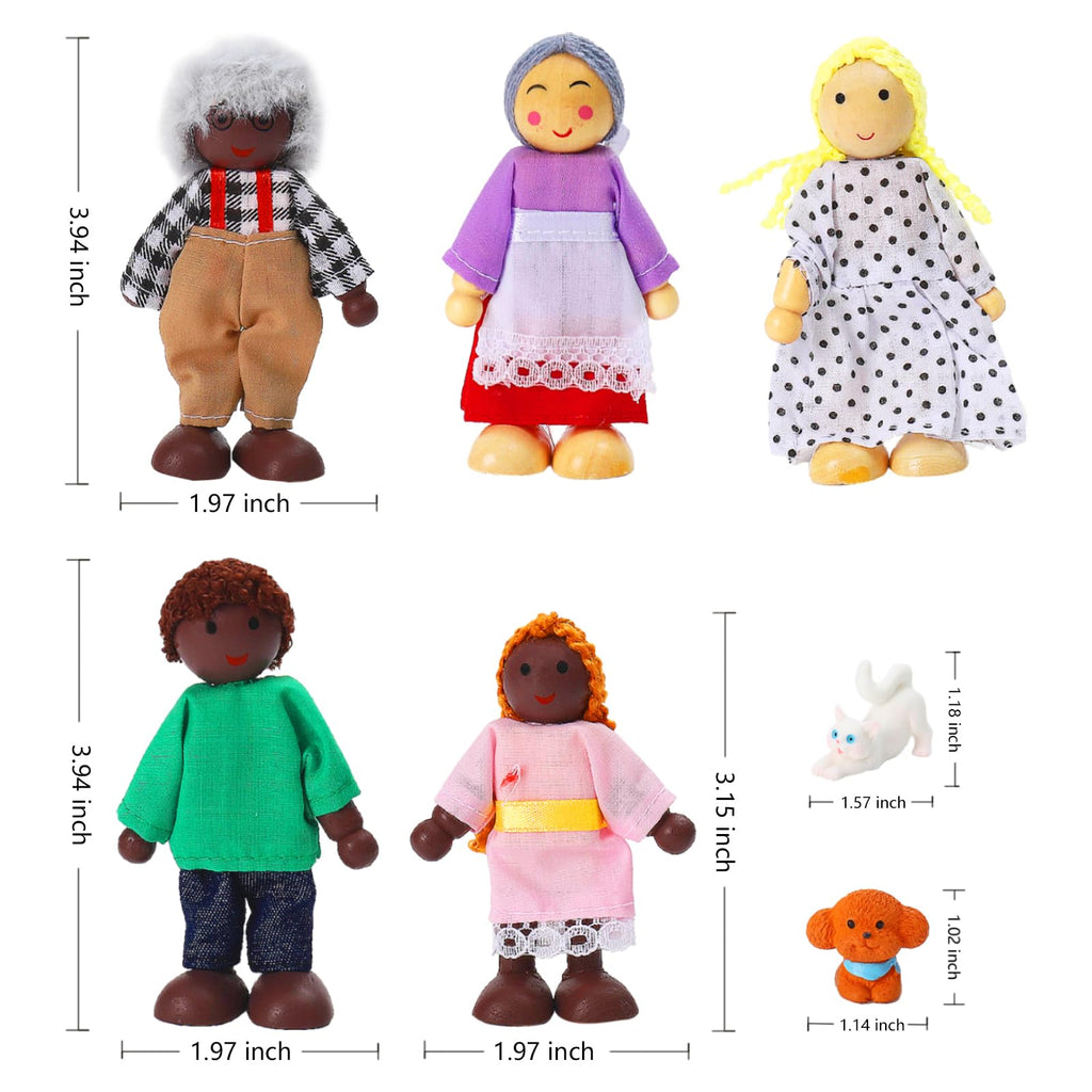 7 Pieces Wooden Dollhouse Family Set Q984