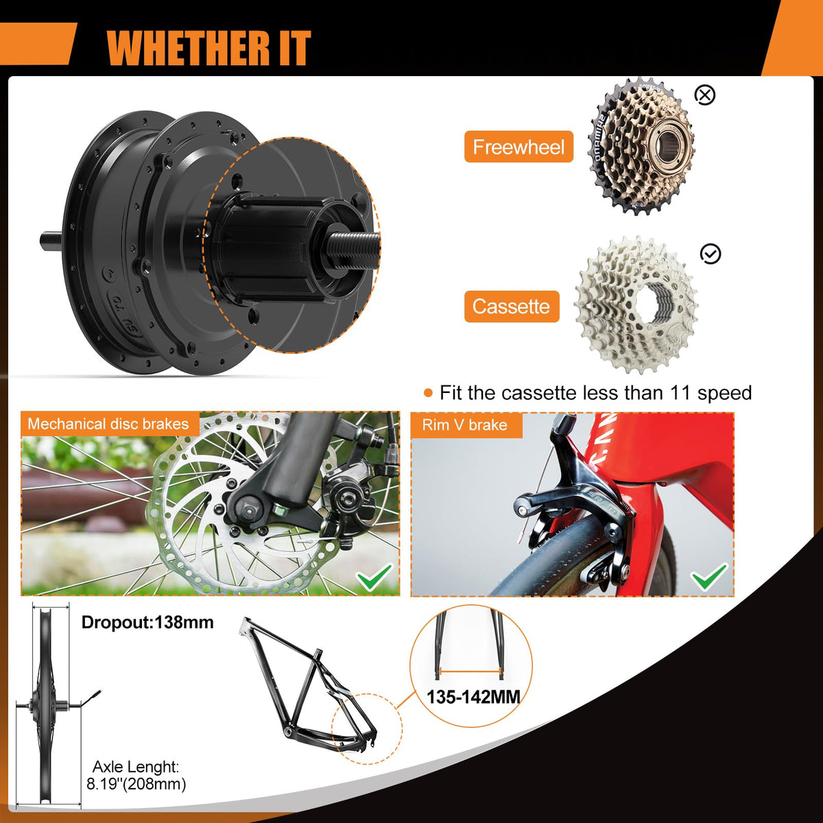 48V 750W/500W Ebike Conversion Kit Y587