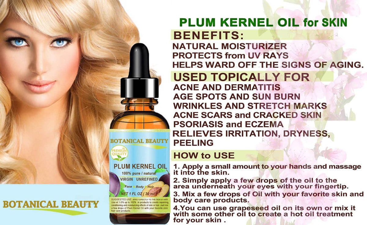 100% Pure Natural Virgin Unrefined Cold Pressed Plum Kernel Oil 1 oz G7482