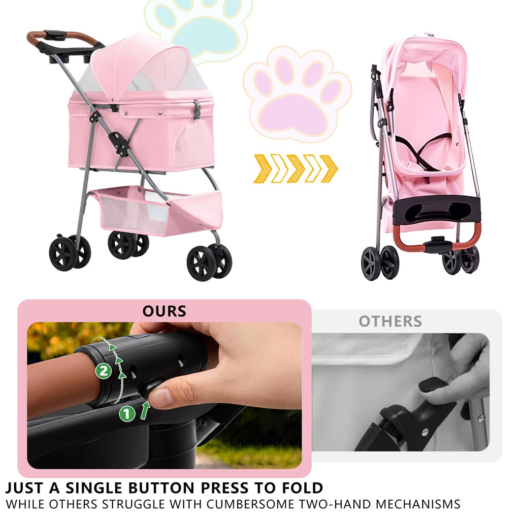 Pink Pet Stroller E6852