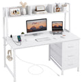 White Computer Desk with Hutch & Drawers 47 Inch C41535