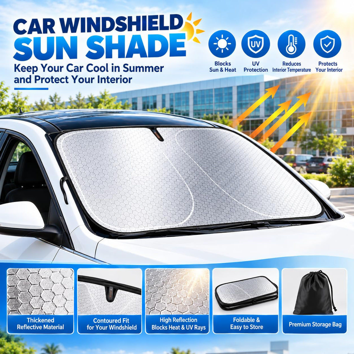 Car Windshield Sun Shade Graphene UV Protection F676369